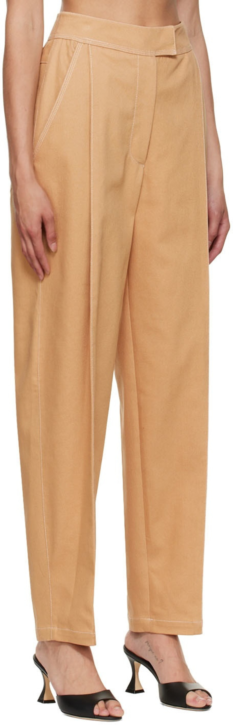 LVIR Beige Contrast Stitching Trousers outlook