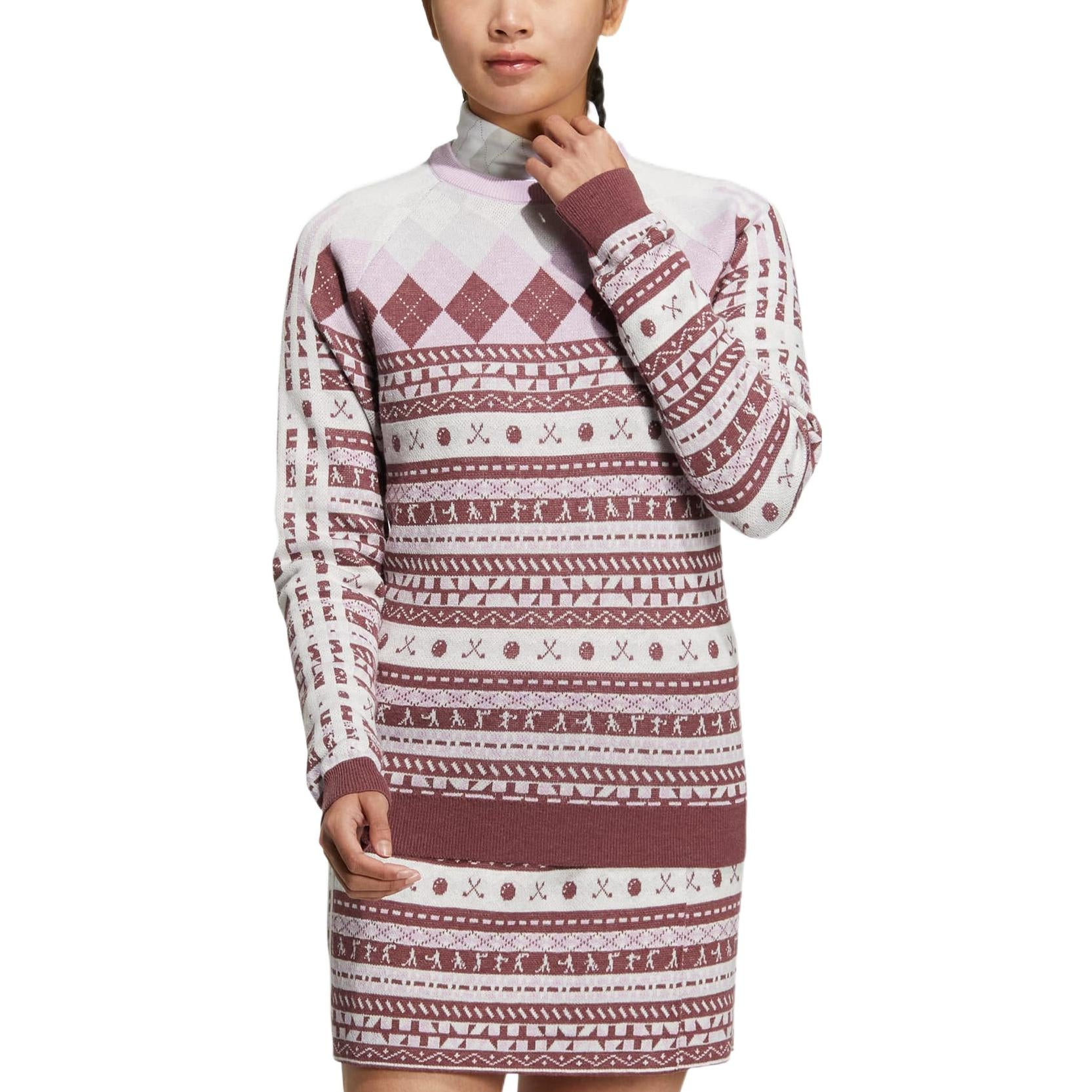 (WMNS) adidas Graphic Long Sleeve Pullover Sweater 'Burgundy White' HG8213 - 2