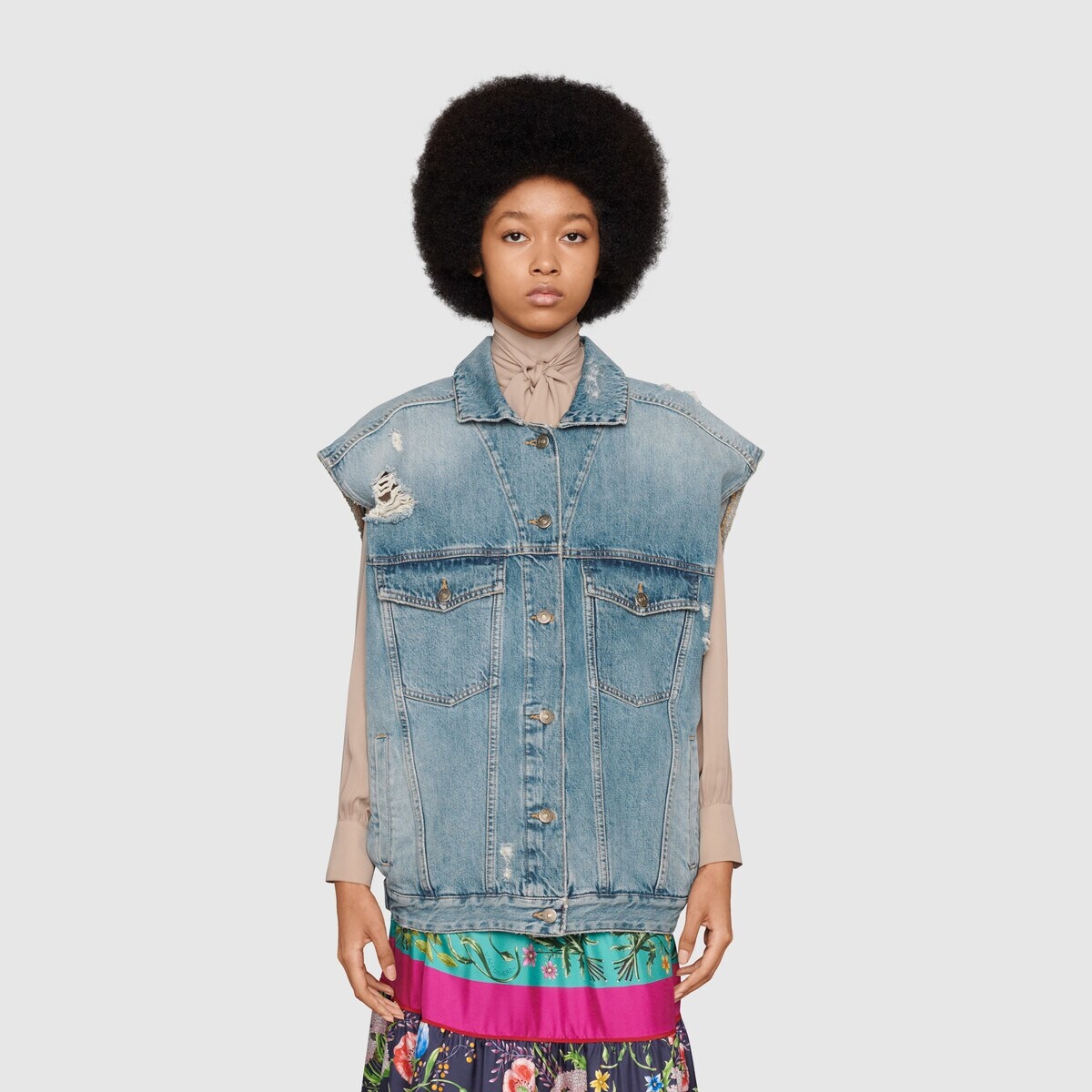 Gucci 100 sleeveless denim jacket - 4