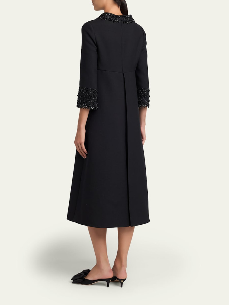Valentino Embroidered Wool-Blend Midi Dress outlook