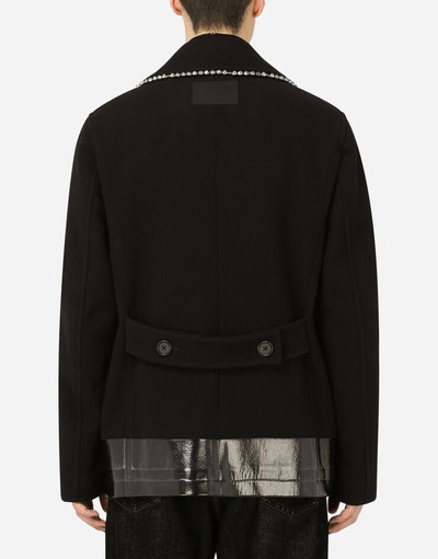 Dolce & Gabbana Double-breasted wool peacoat with pearl chain detailing outlook