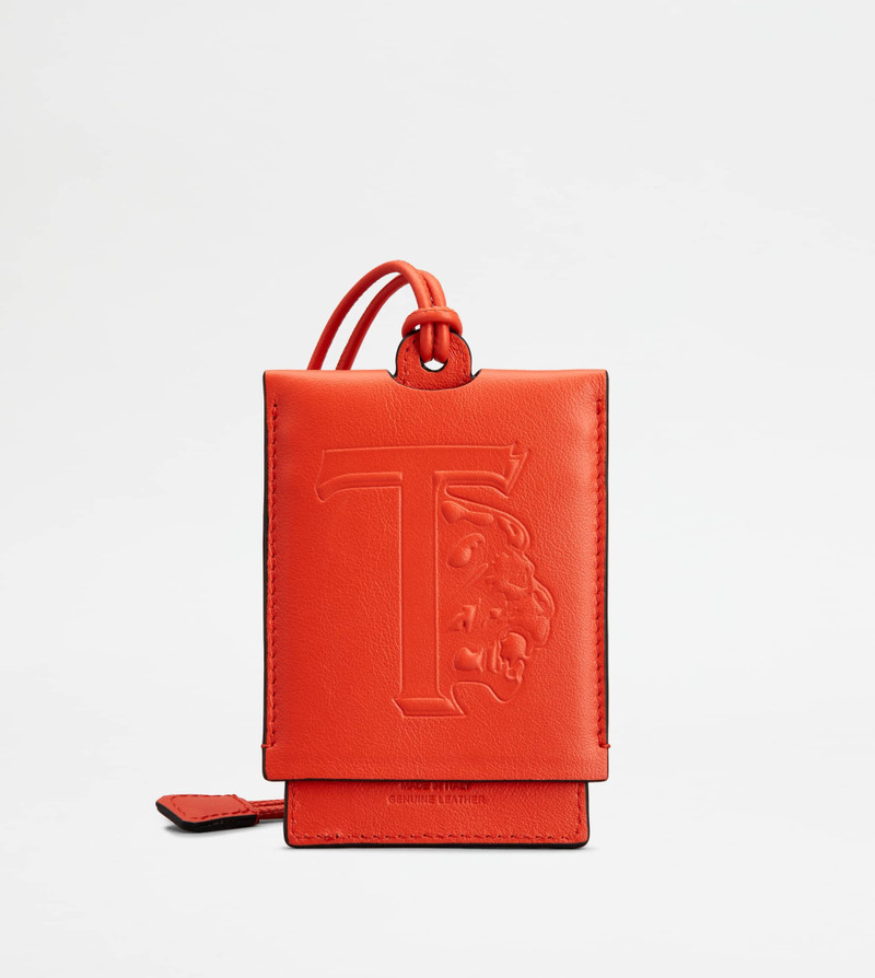 TOD'S NECK CARD HOLDER IN LEATHER SMALL - ORANGE 1