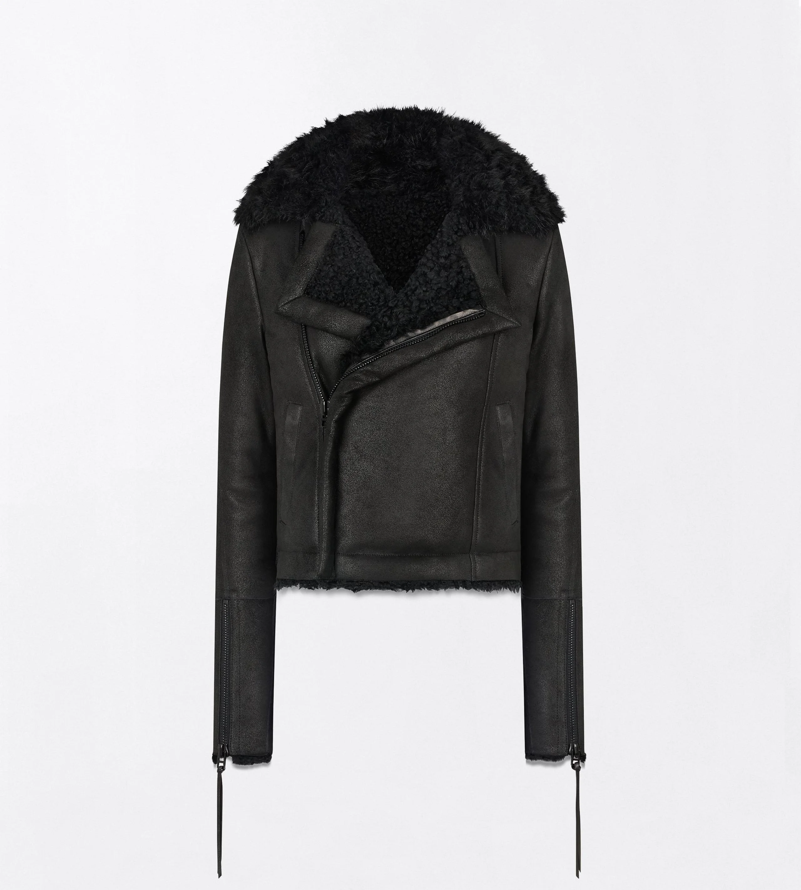 WAVY LAMB SHEARLING AND NAPPA BIKER JACKET - 1