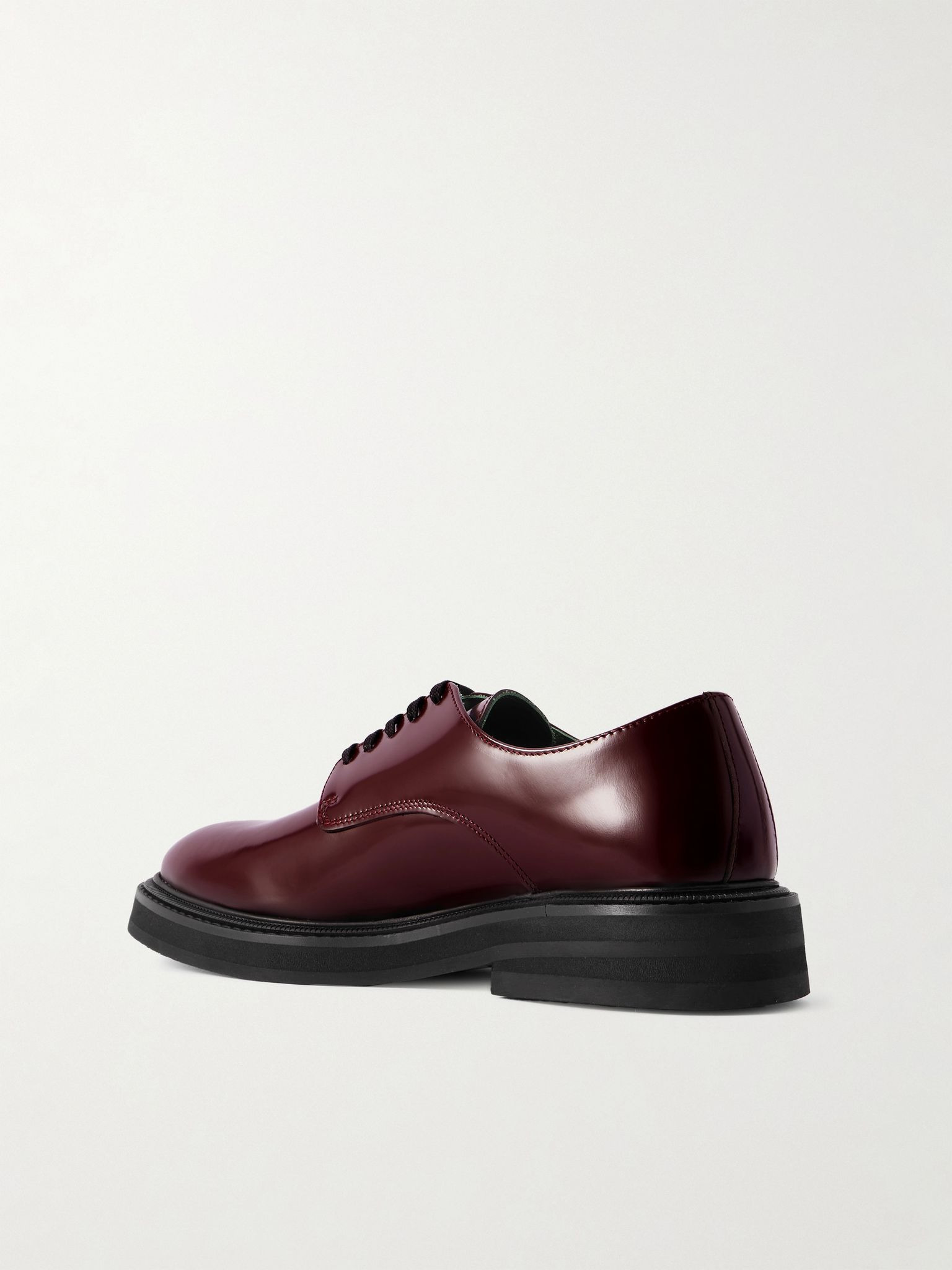 Officer Polished-Leather Derby Shoes Burgundy - 4