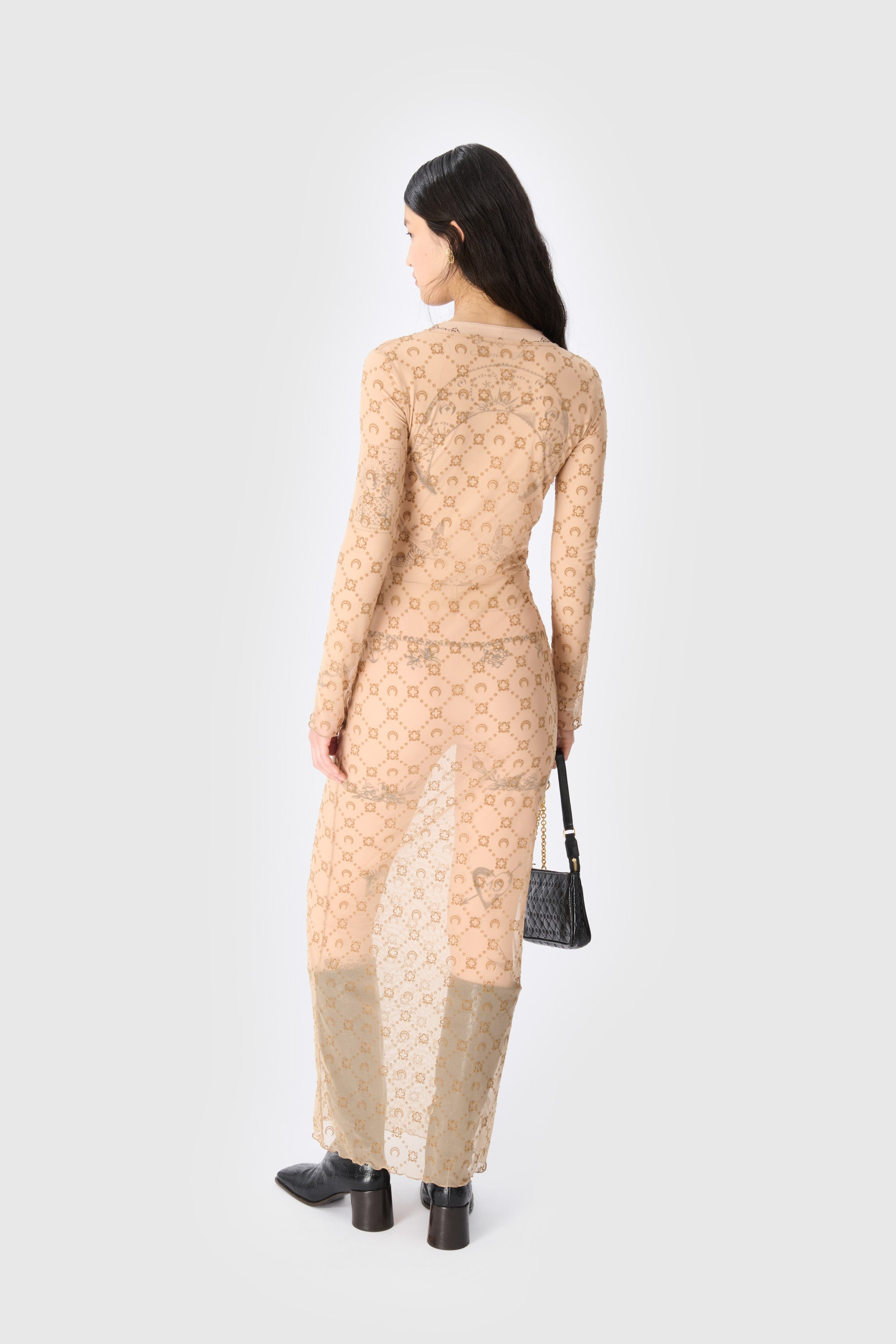 Moonogram Mesh Flock Long Dress - 3