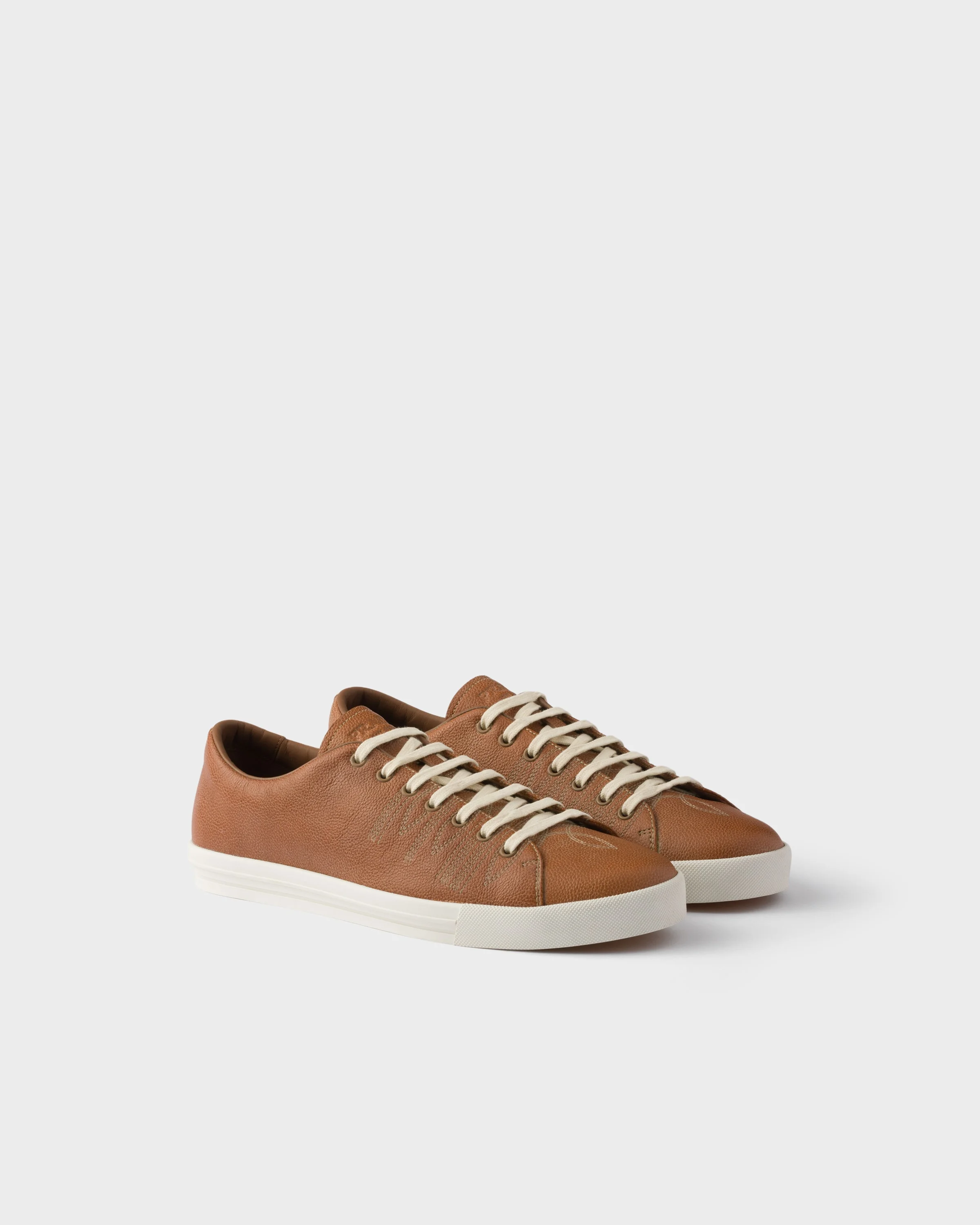 Aged-effect leather sneakers - 1