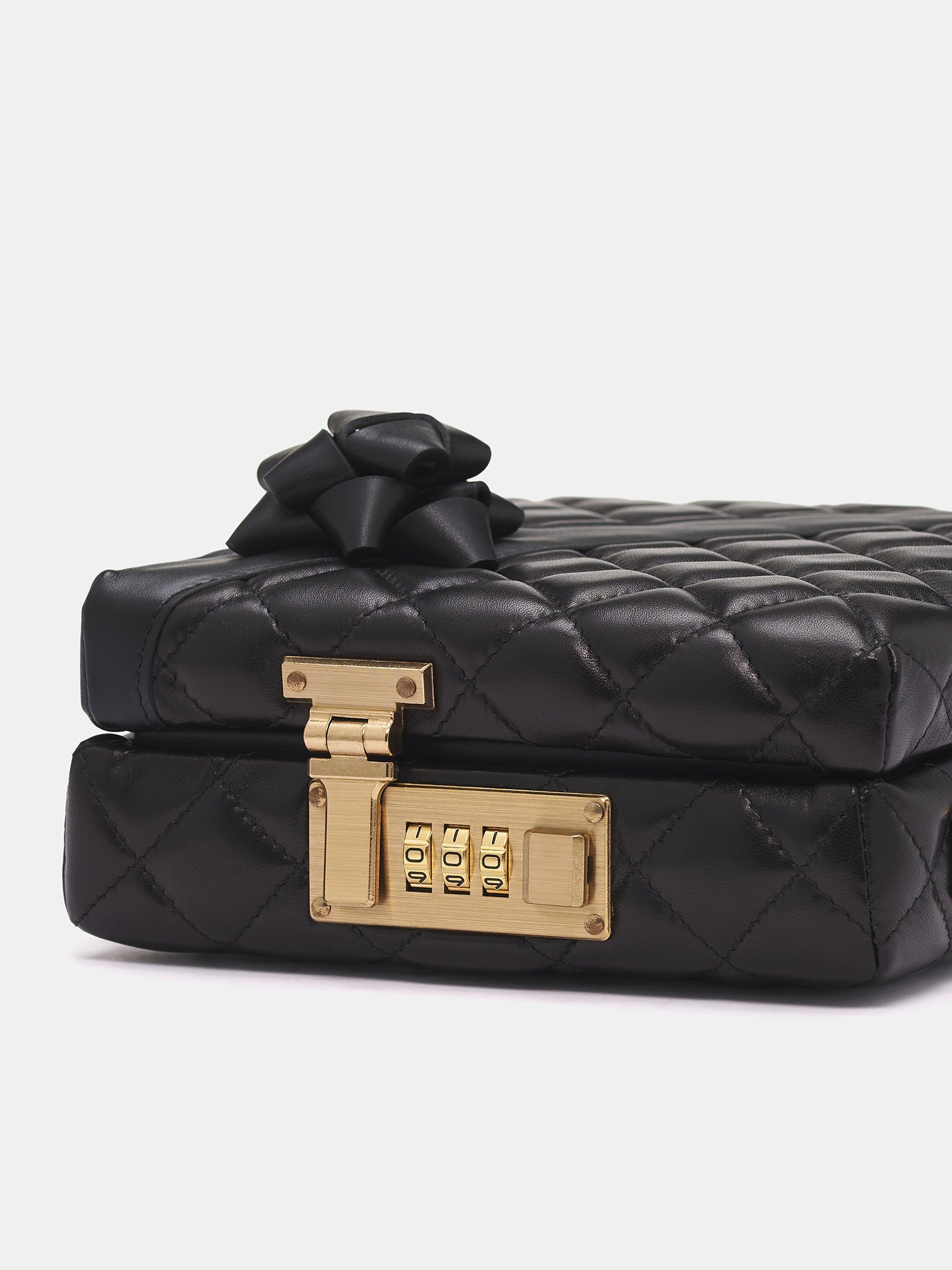 Black Quilted Leather Present Bag - 5