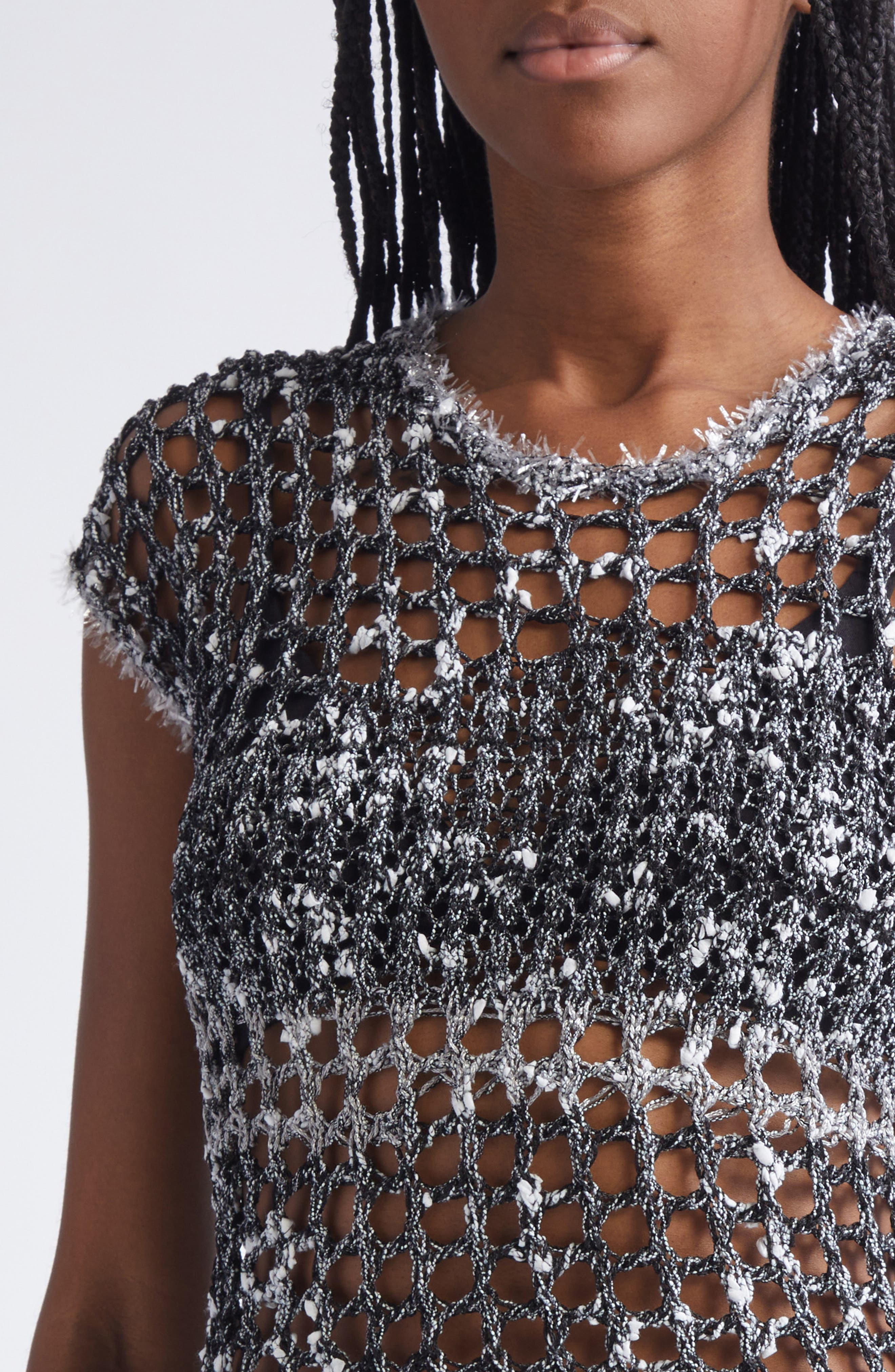 Acne Studios Crochet Crop T-Shirt in Black at Nordstrom - 5