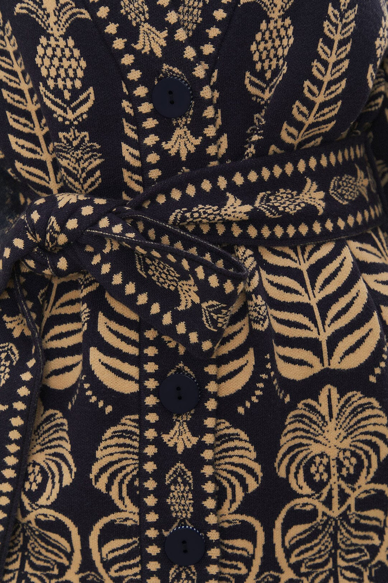 Navy Blue Ainika Tropical Splendor Knit Cardigan 5