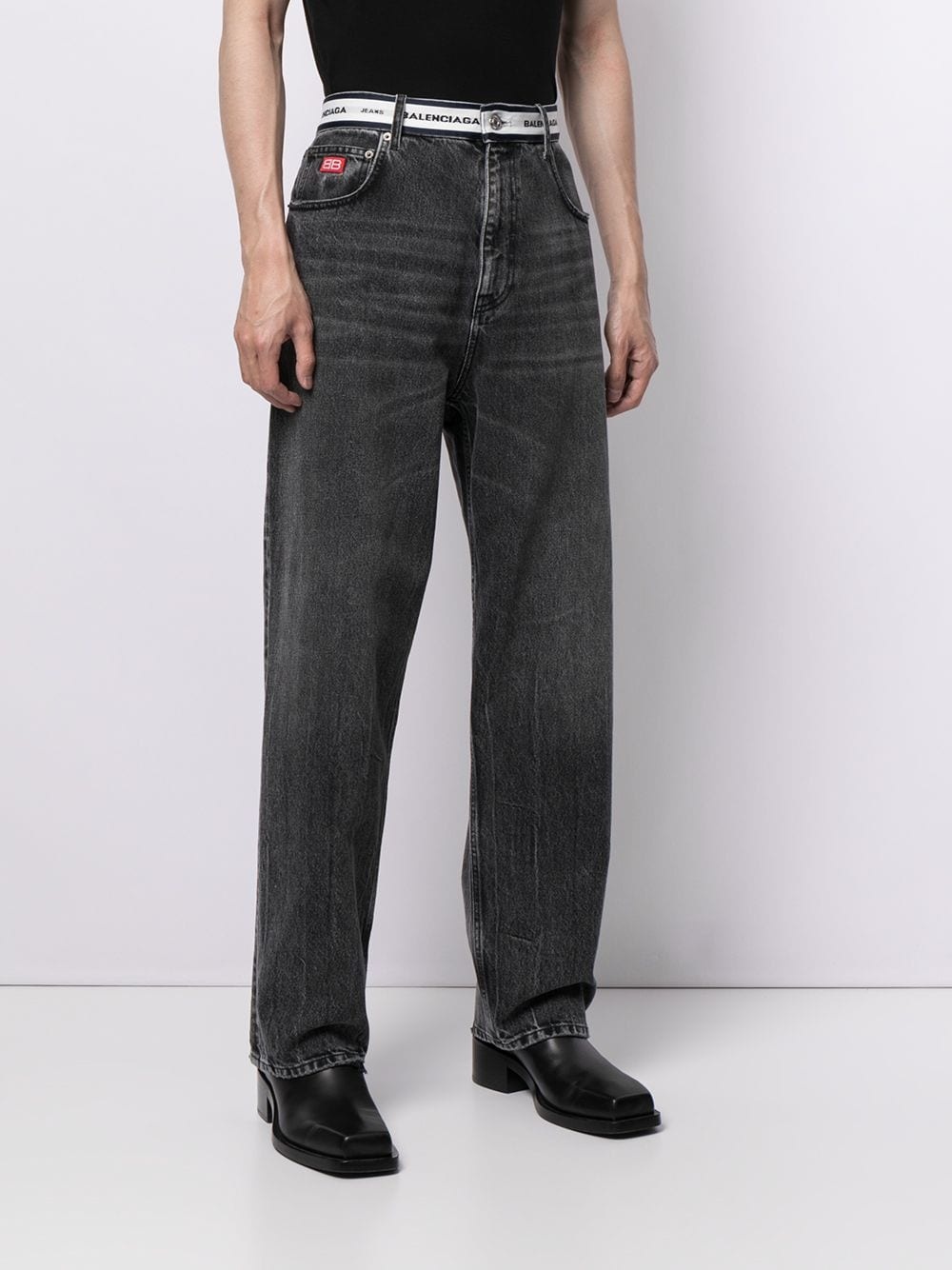 logo-waistband straight-leg jeans - 4