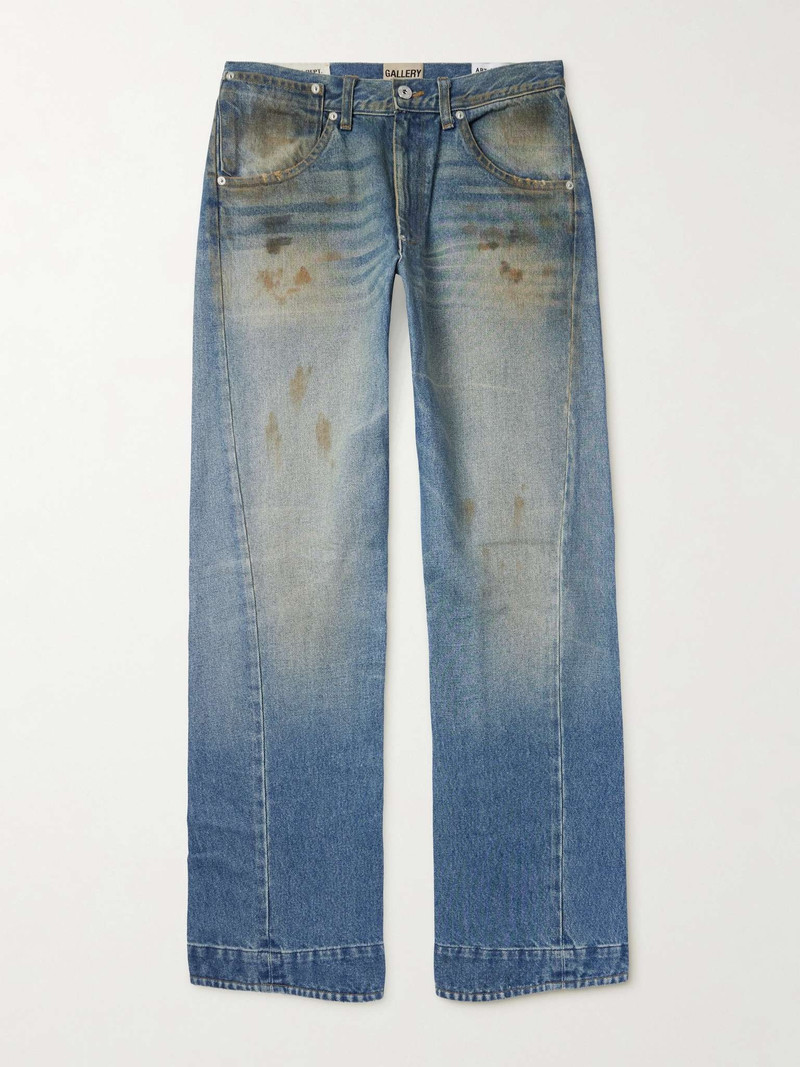 Zip Straight-Leg Distressed Jeans 1
