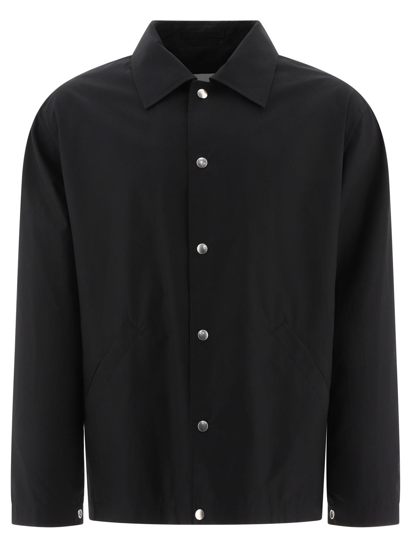 Jil Sander Overshirt With Logo Print Jackets Black