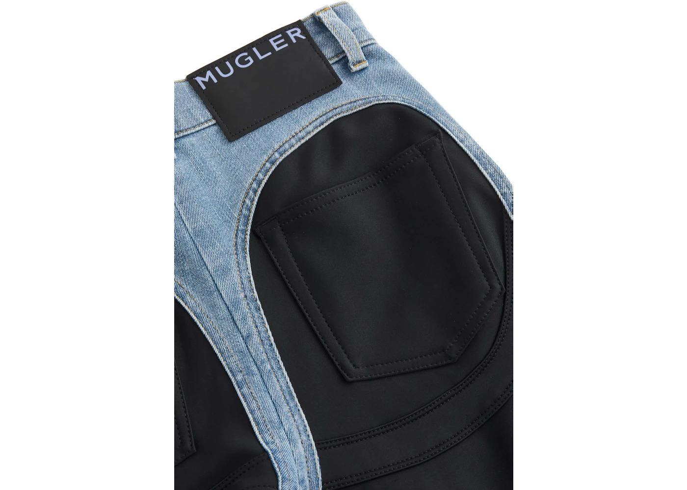 Mugler H&M Spiral-Panel Jeans Light Denim Blue/Black - 2