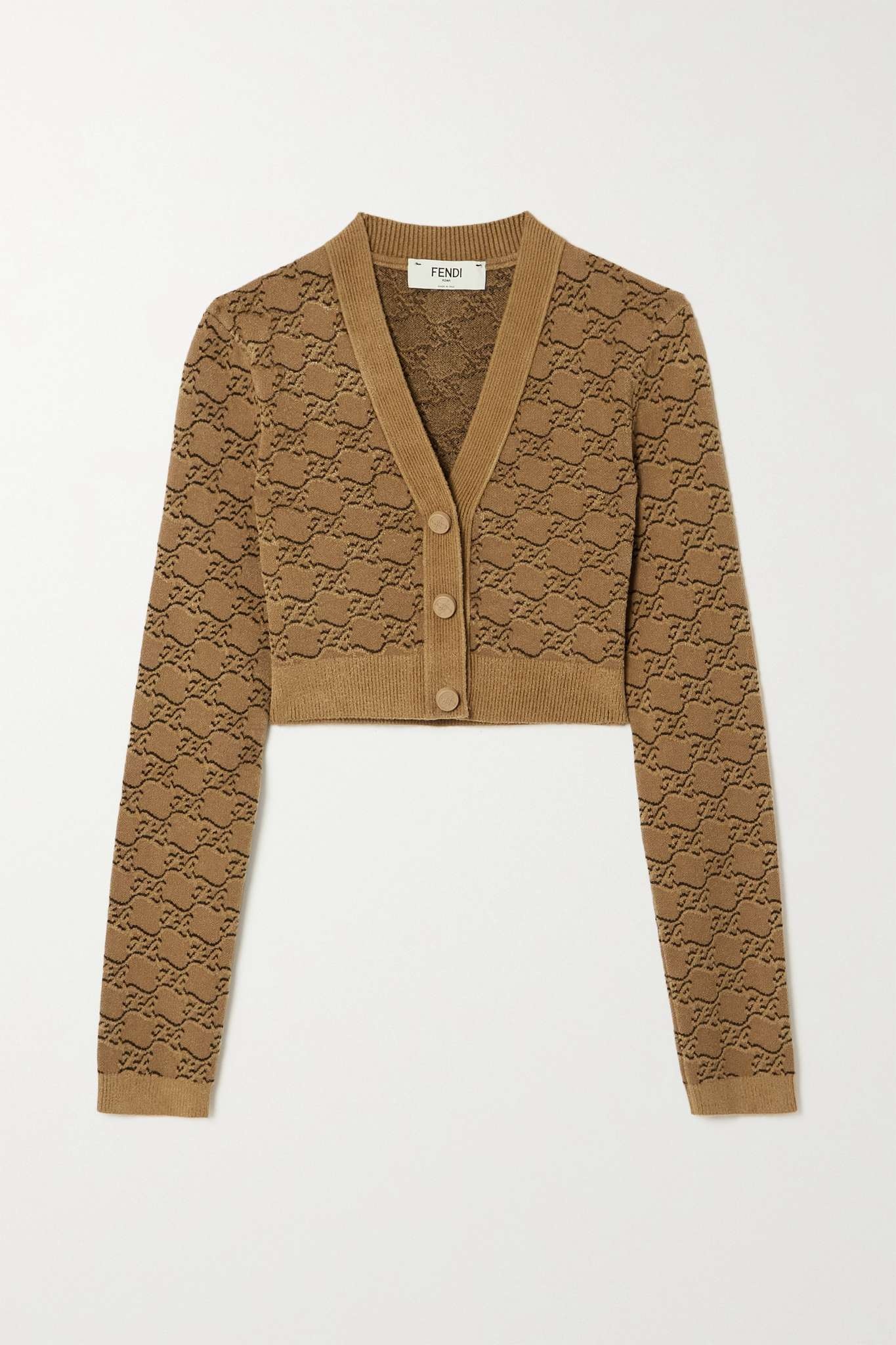 Cropped jacquard cardigan - 1