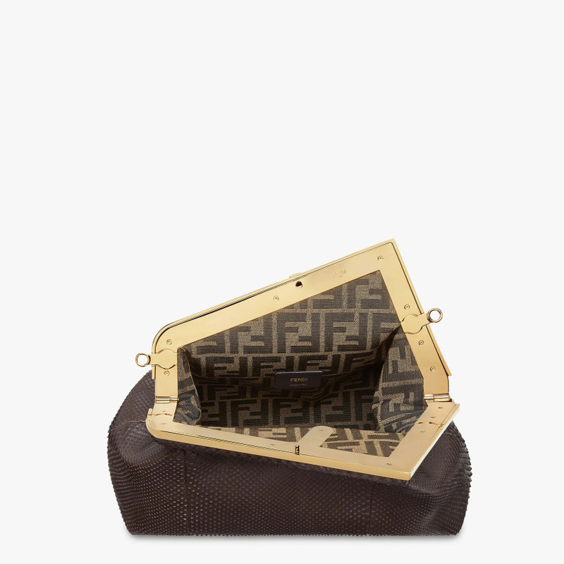 Dark brown python leather bag 4