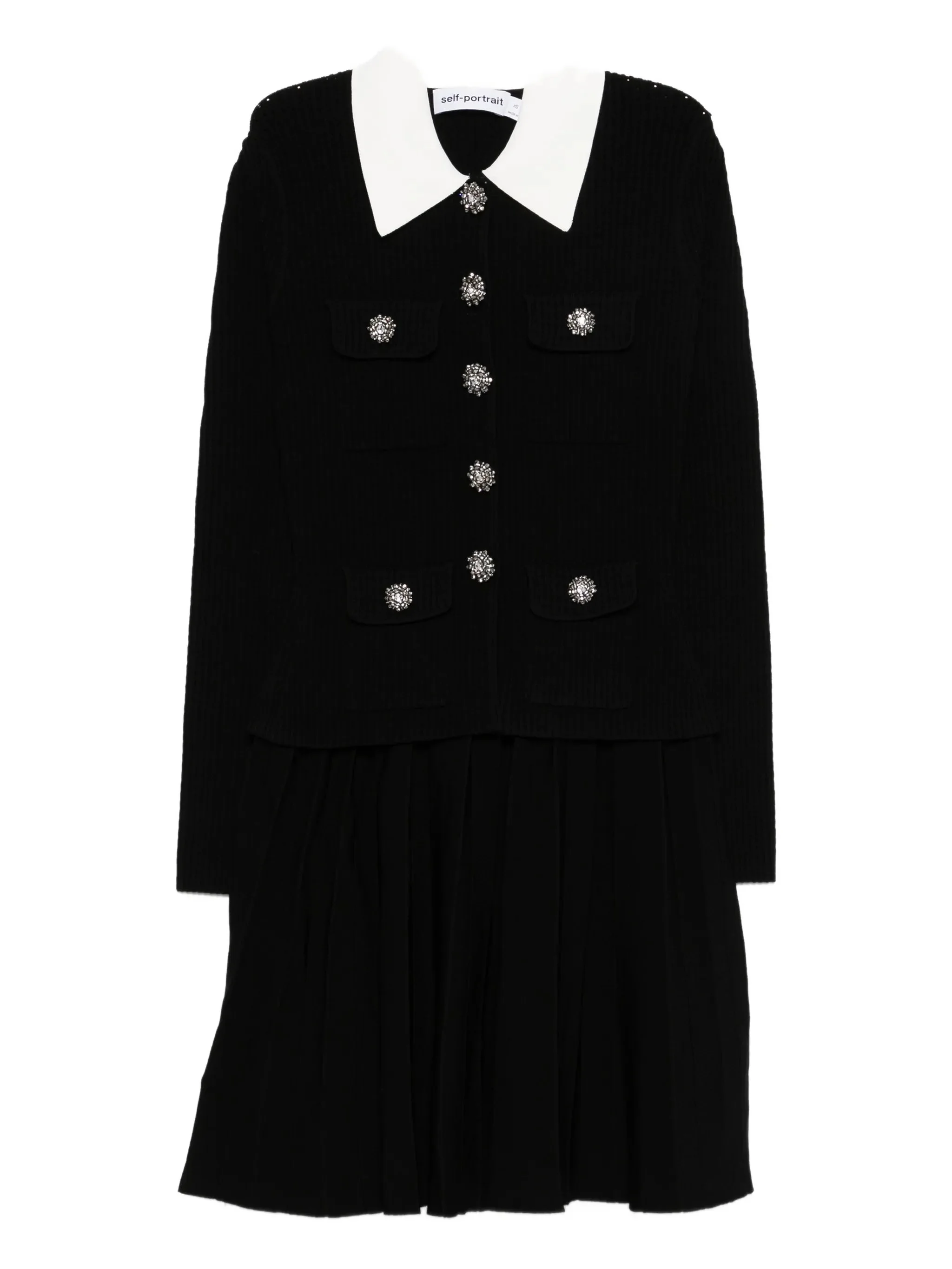 Self-portrait Embellished Collared Mini Dress - 1