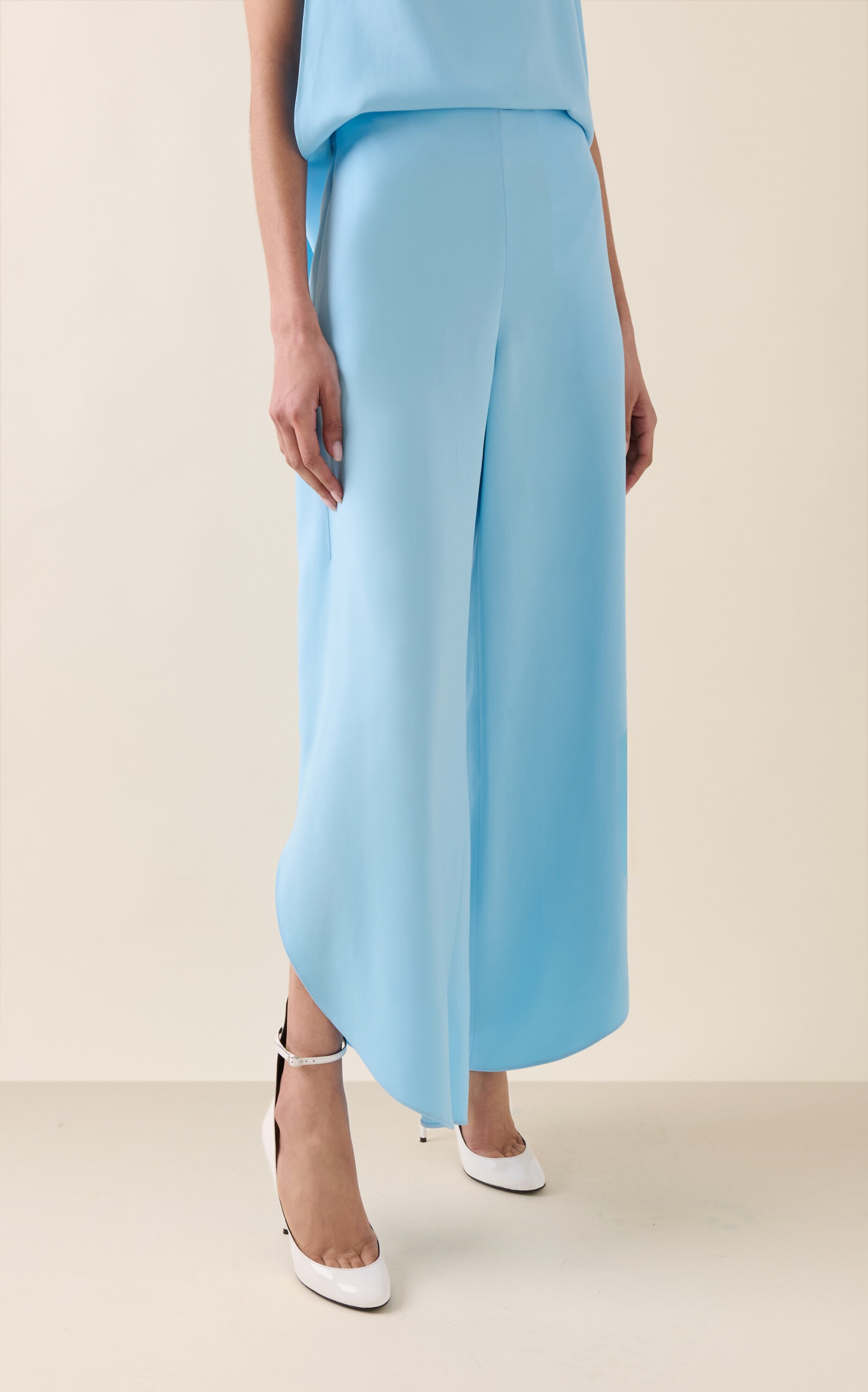 Curved-Seam Stretch-Cady Pants blue - 3