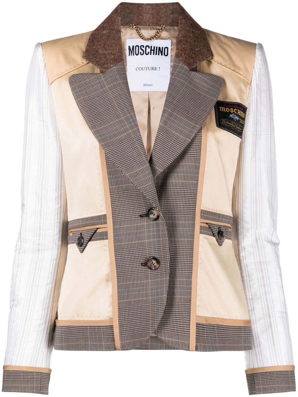 patchwork single-breasted blazer - 1