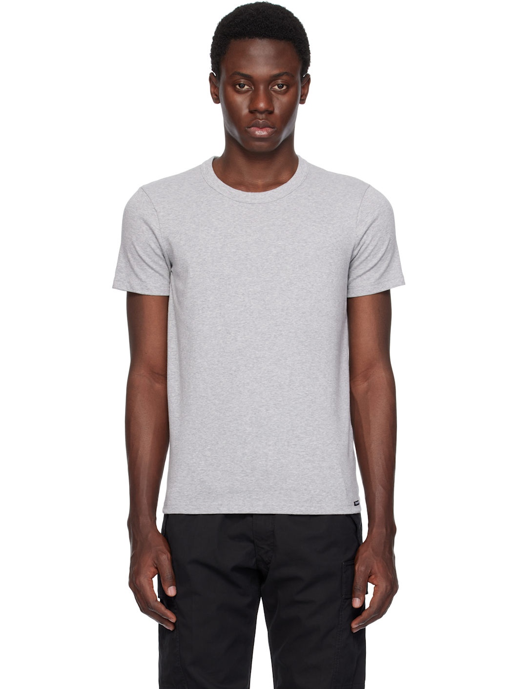 Gray Cotton Stretch Jersey T-shirt - 1