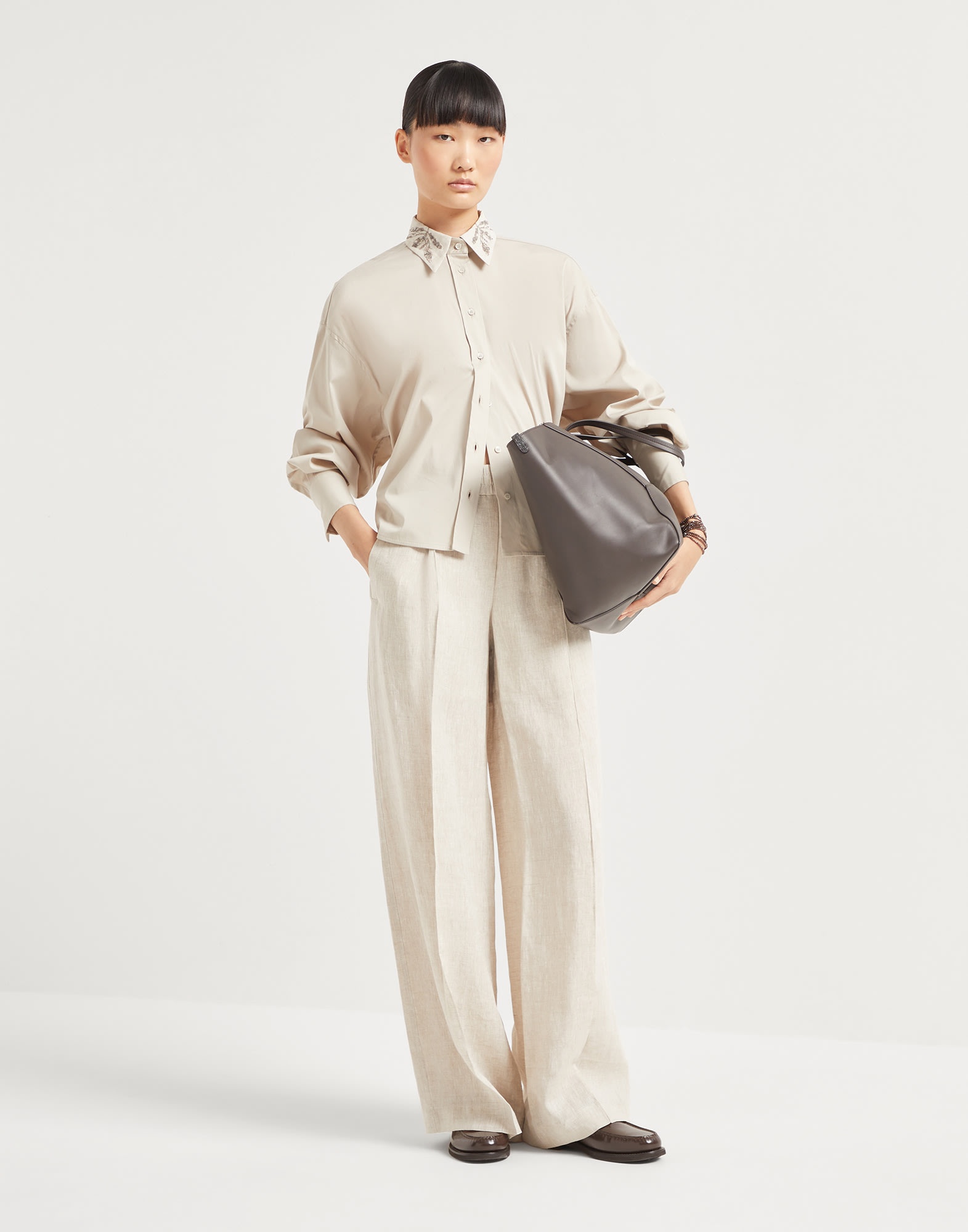 Linen loose track trousers - 4