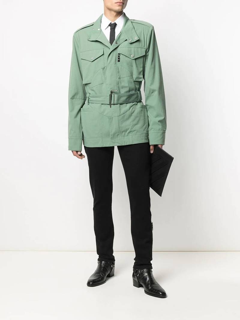 Off-White belted-waist military jacket outlook