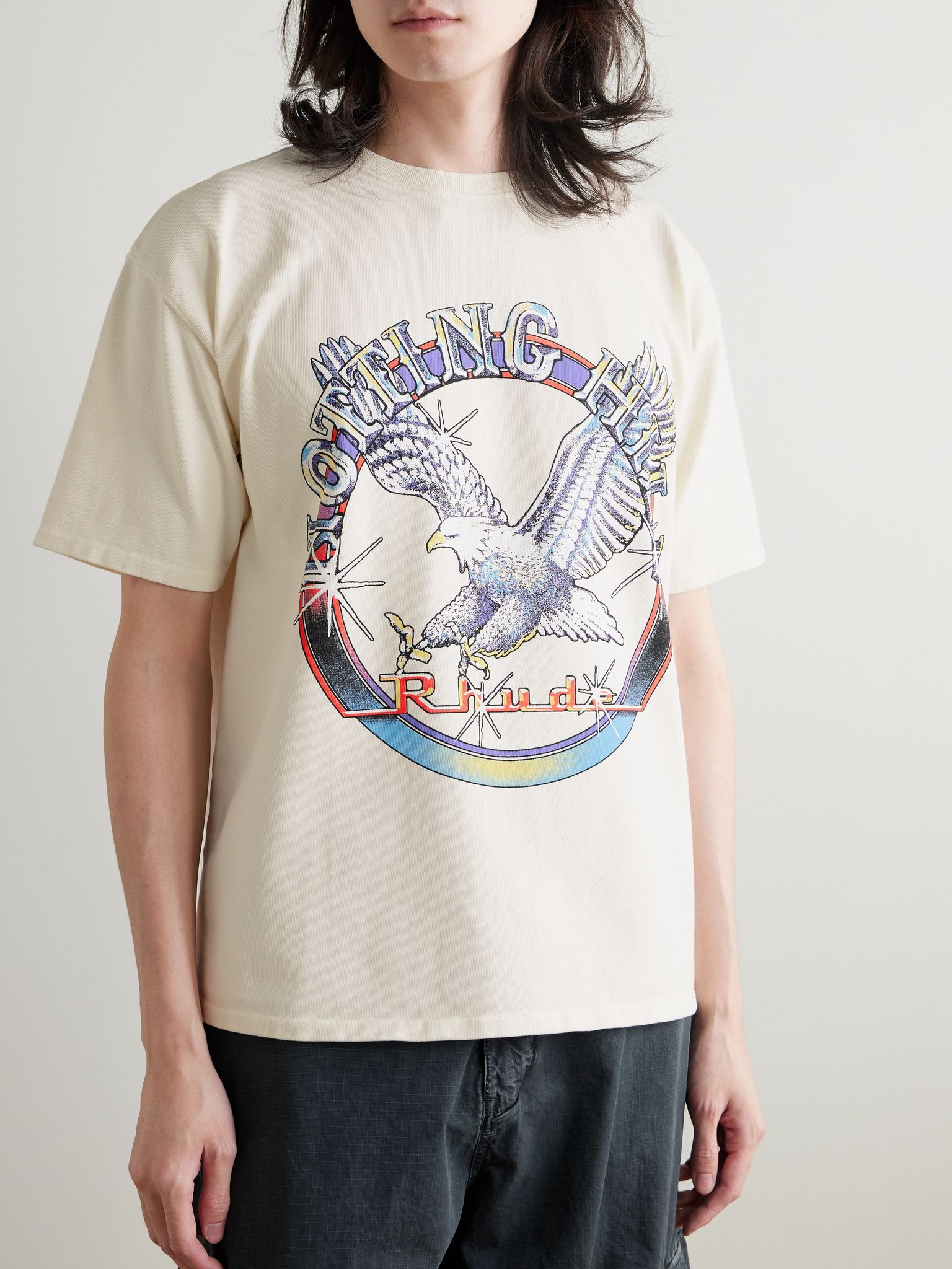 Notting Hill Eagle Logo-Print Cotton-Jersey T-Shirt White - 3