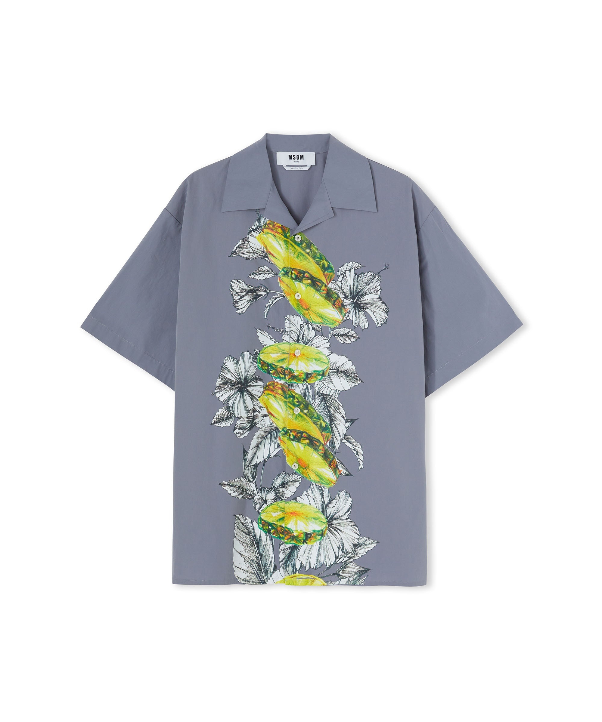 Organic poplin cotton shirt with "pineapple" print - 3
