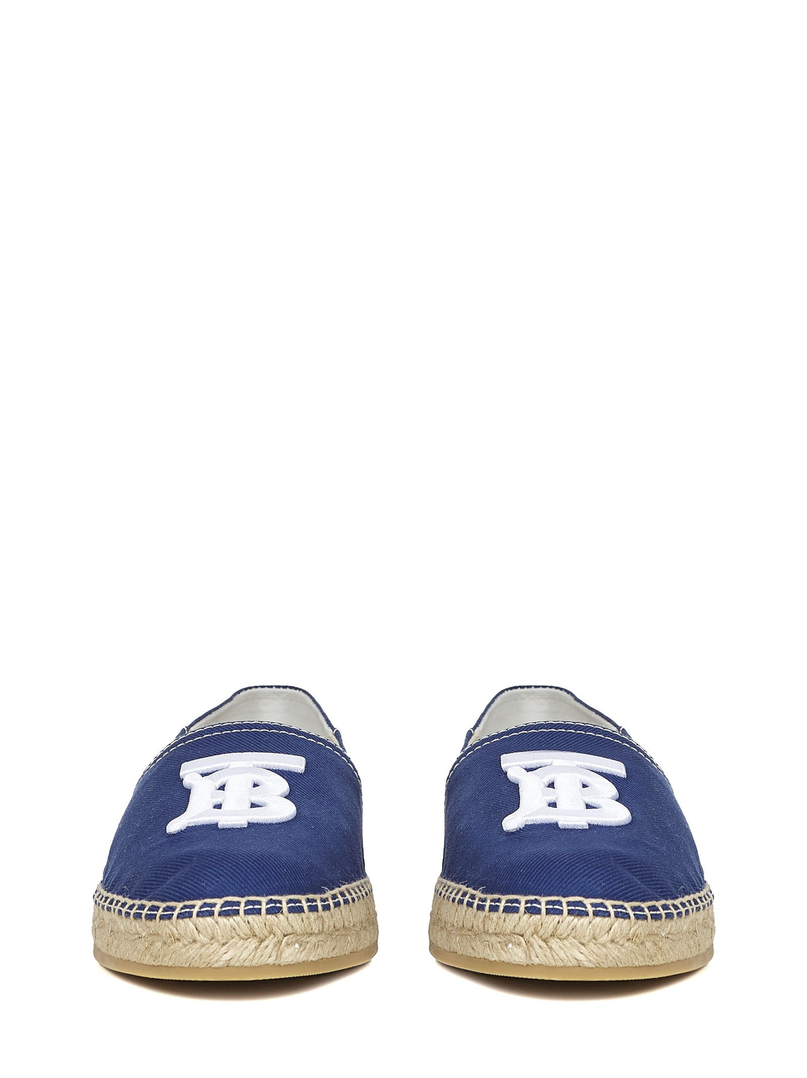 Blue espadrillas in cotton canvas with white monogram logo applied on the front. - 3