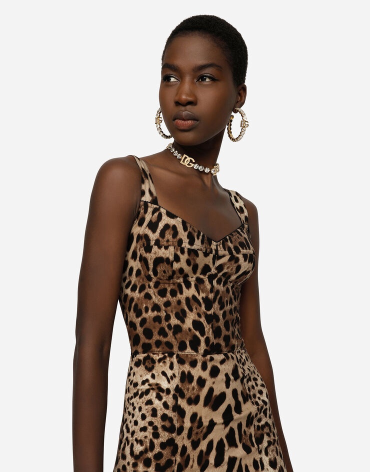 Leopard-print cady corset-style midi dress - 4