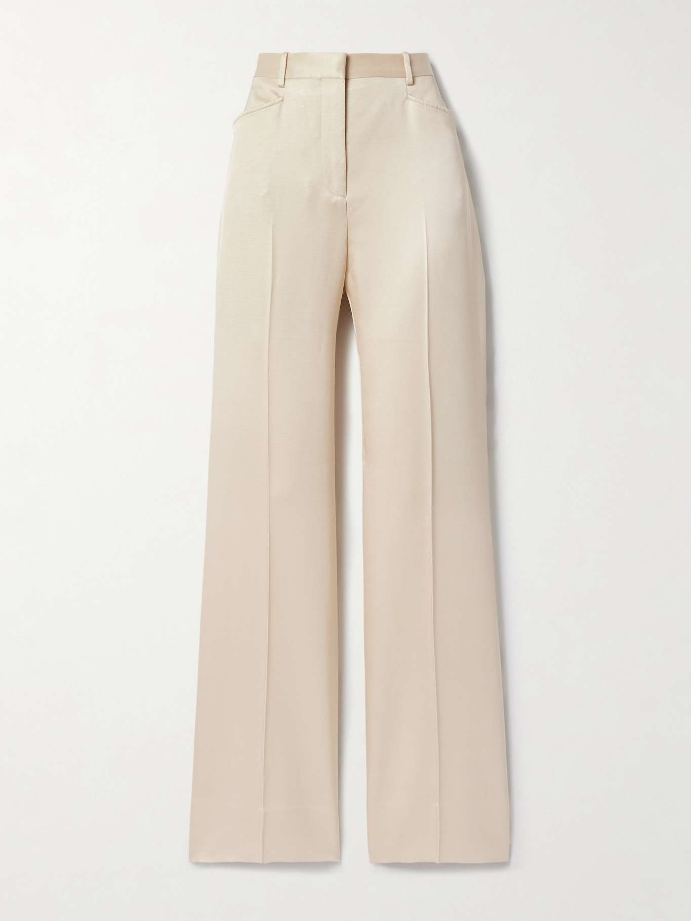 Silk and wool-blend twill straight-leg pants - 1