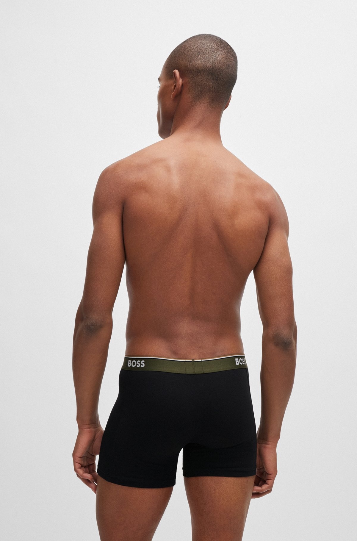 THREE-PACK OF STRETCH-COTTON BOXER BRIEFS WITH LOGOS - 3
