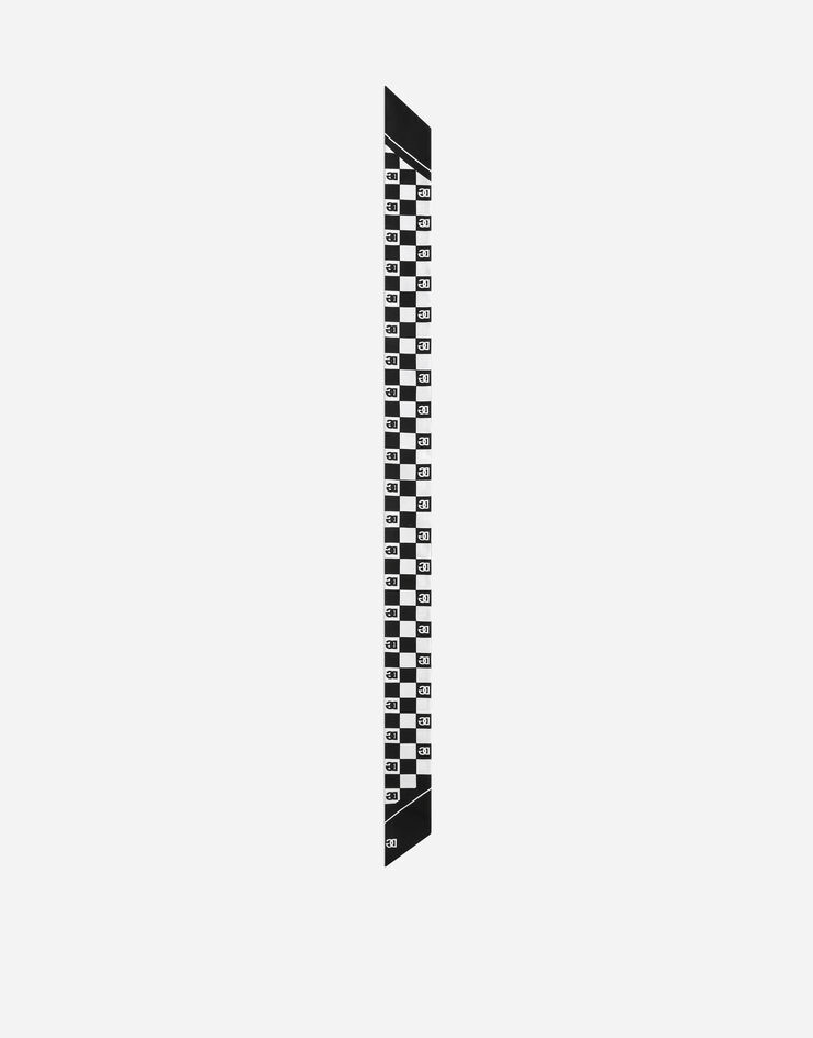 Damier-print silk scarf with DG logo - 3