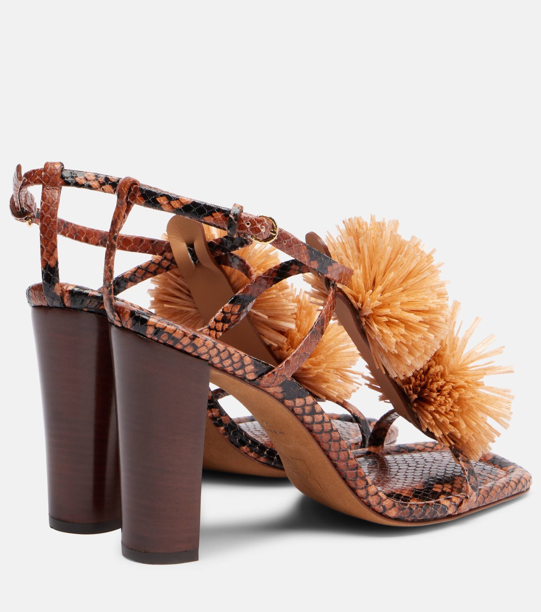 Isolde raffia-trimmed leather sandals - 2