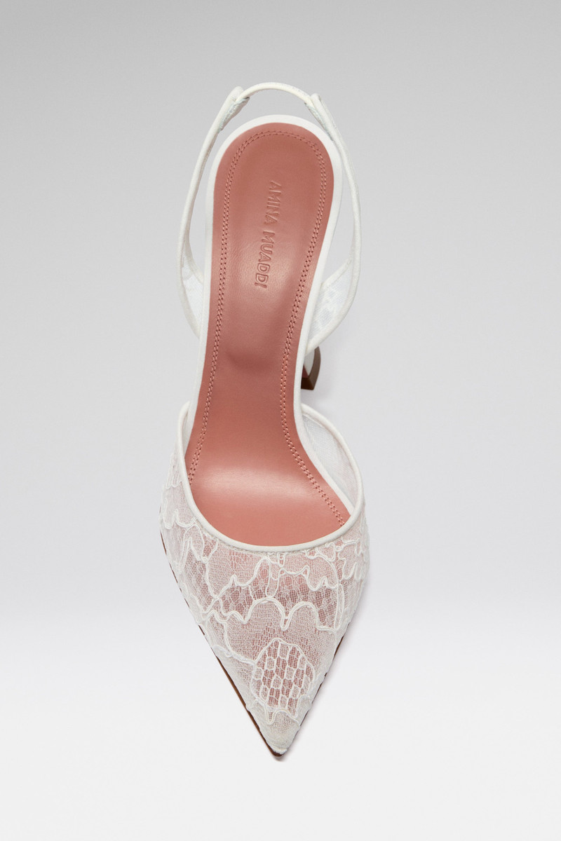 Amina Muaddi HOLLI LACE SLING 95 IVORY LACE outlook
