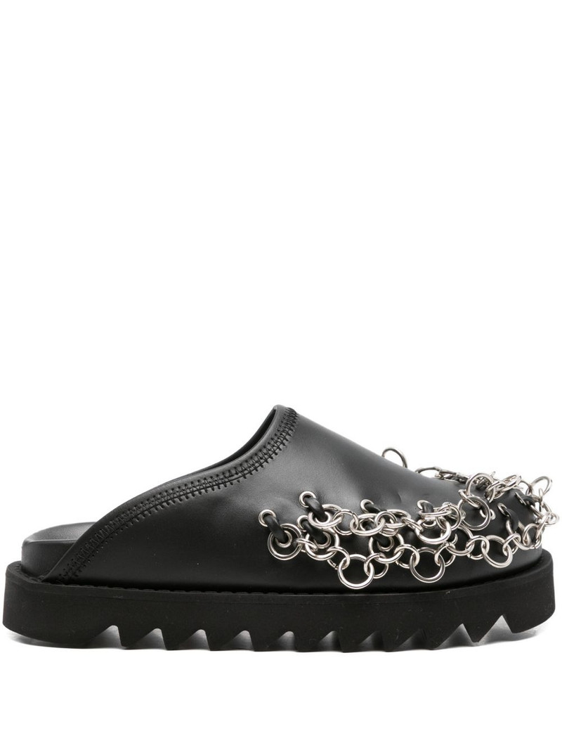 chain-embellished leather mules 1