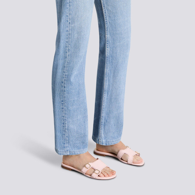 Santoni Women's pink leather Didi slide sandal outlook