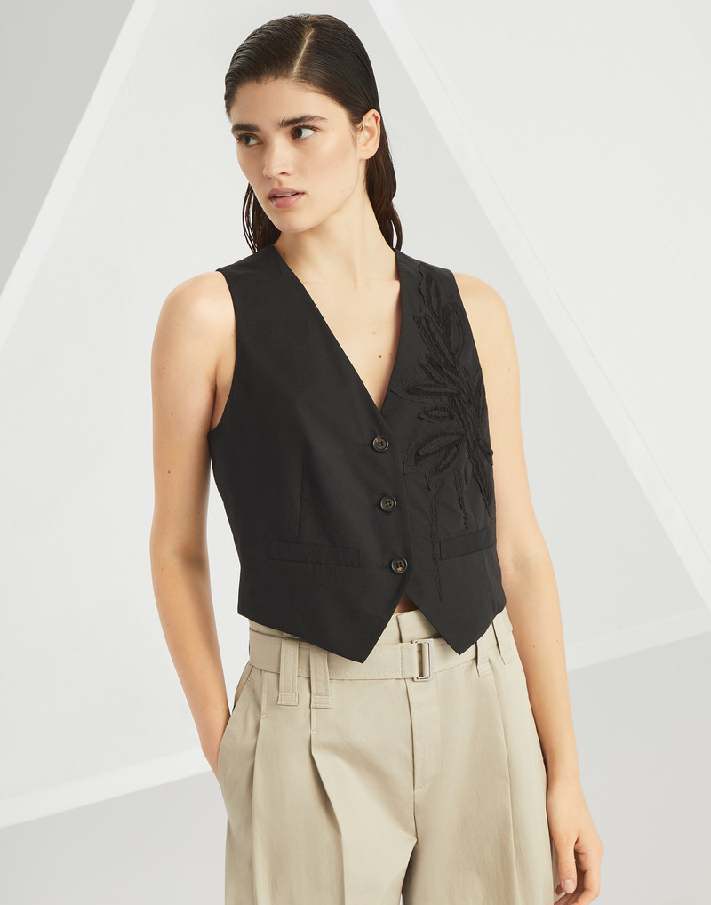Techno cotton poplin vest 와 herbarium appliqué 과 monili 1