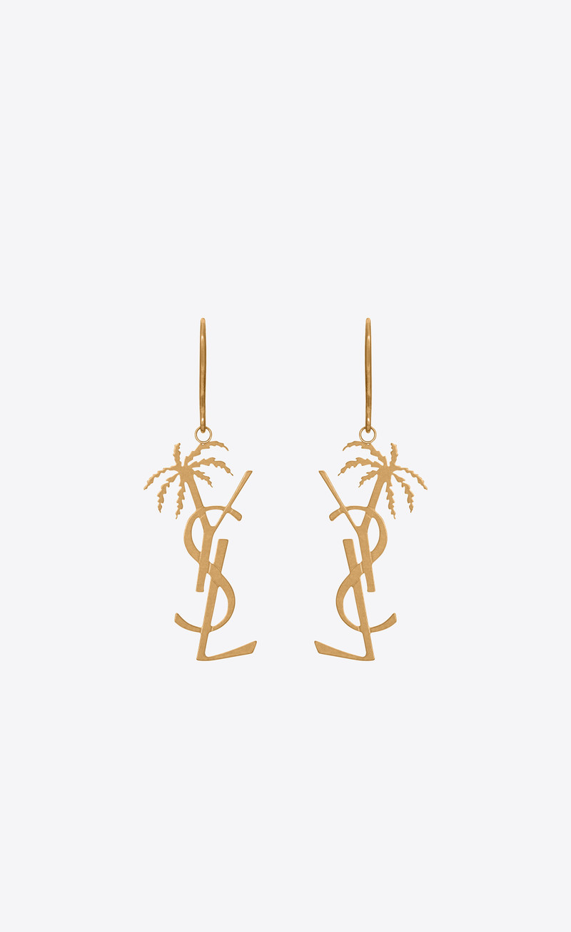 monogram palm earrings in metal - 1