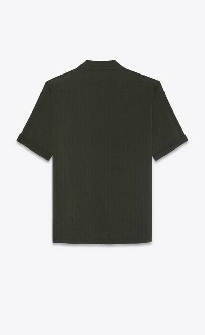 SAINT LAURENT shawl-collar shirt in striped cotton and silk outlook