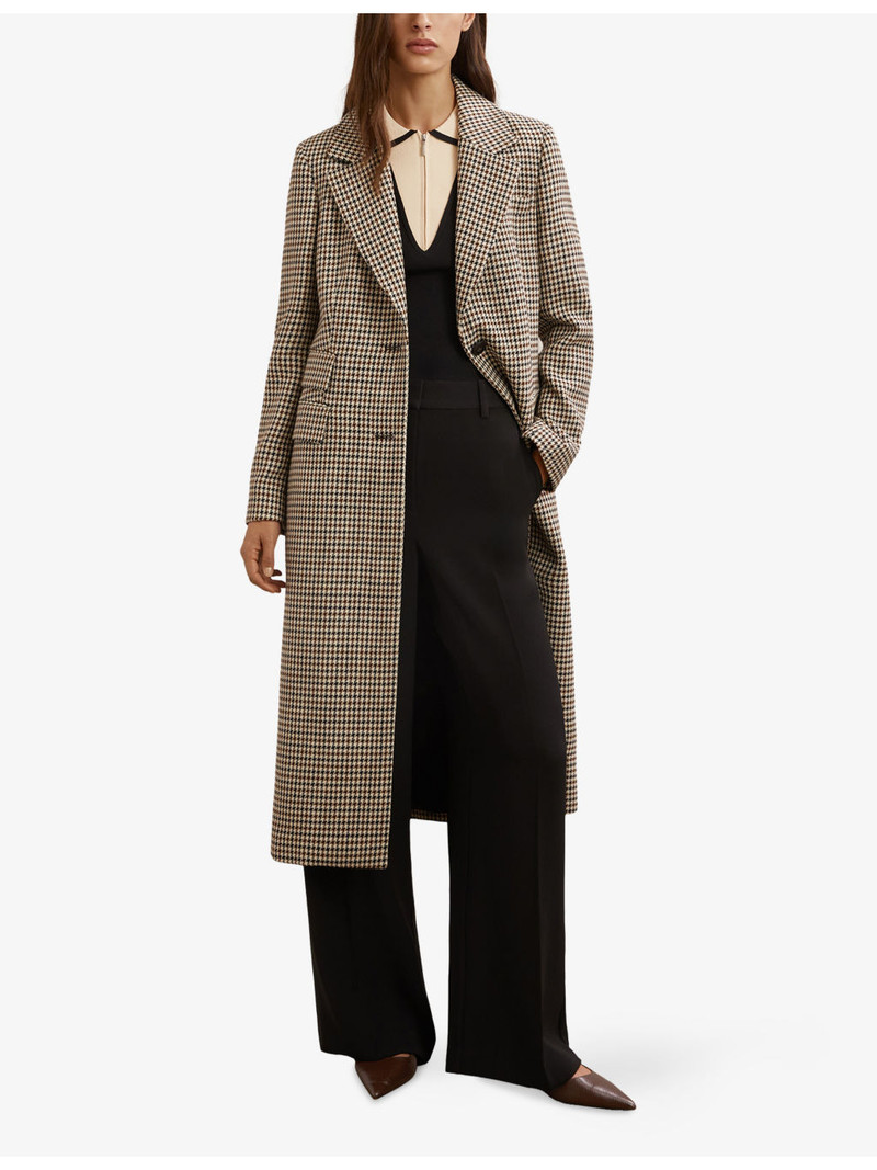 REISS Karina Checked Wool-Blend Coat outlook