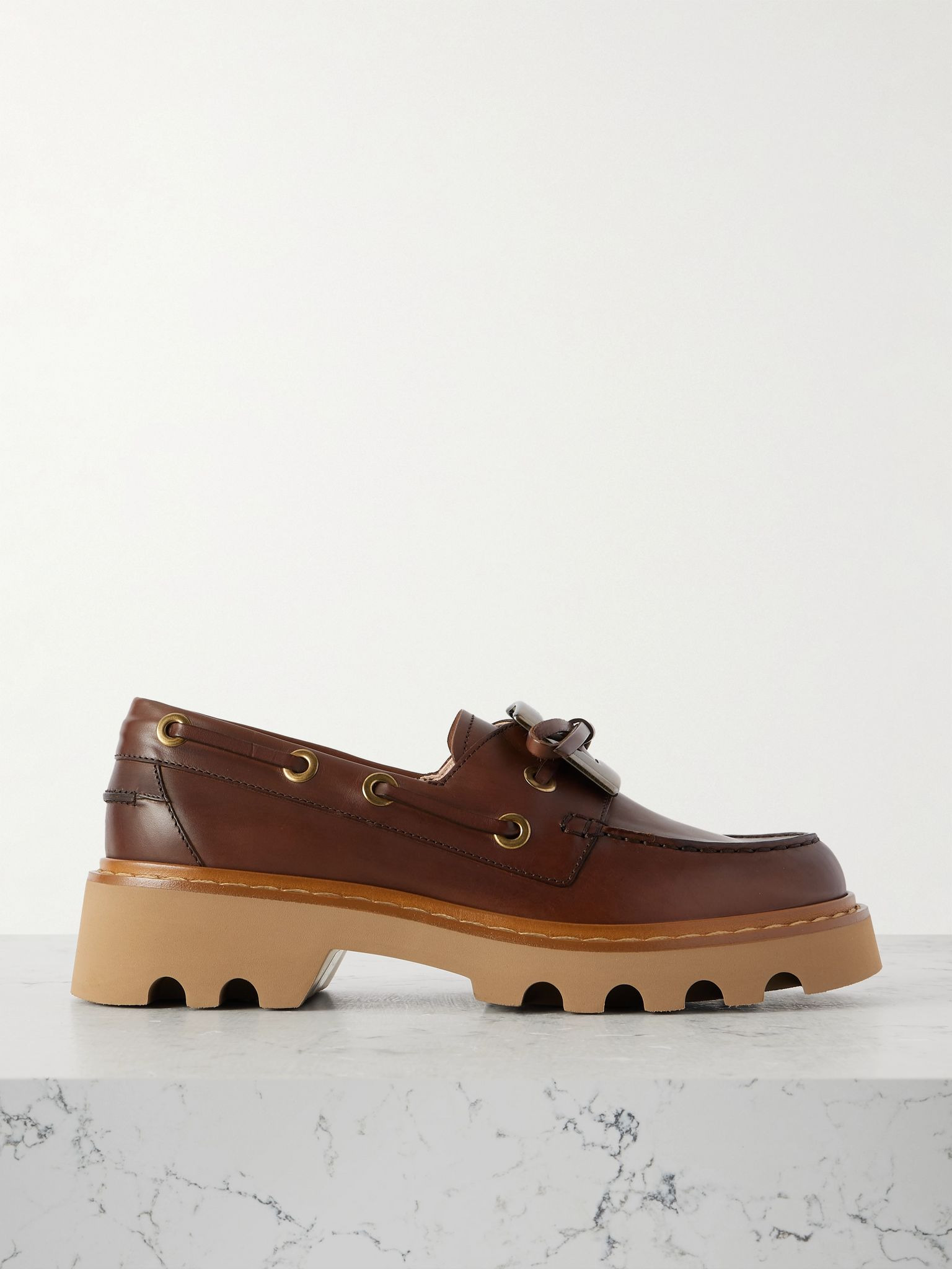 Viv Ranger buckled leather boat shoes Brown - 1