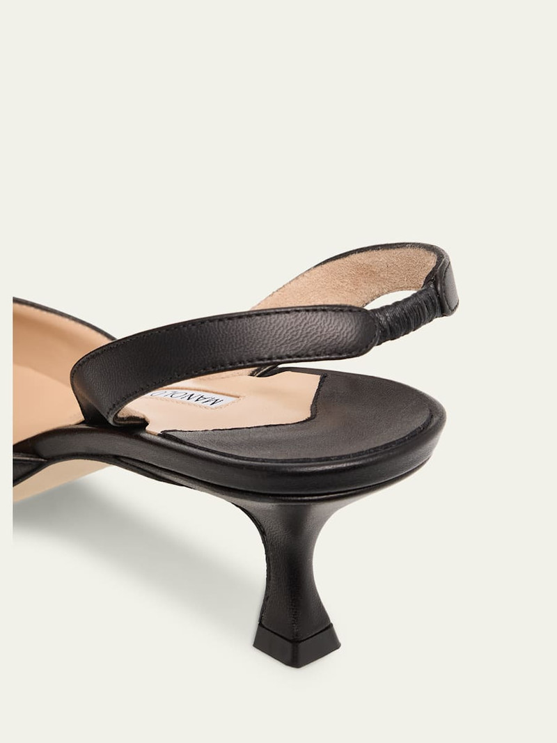Manolo Blahnik Carolyne Leather Low-Heel Slingback Pump outlook