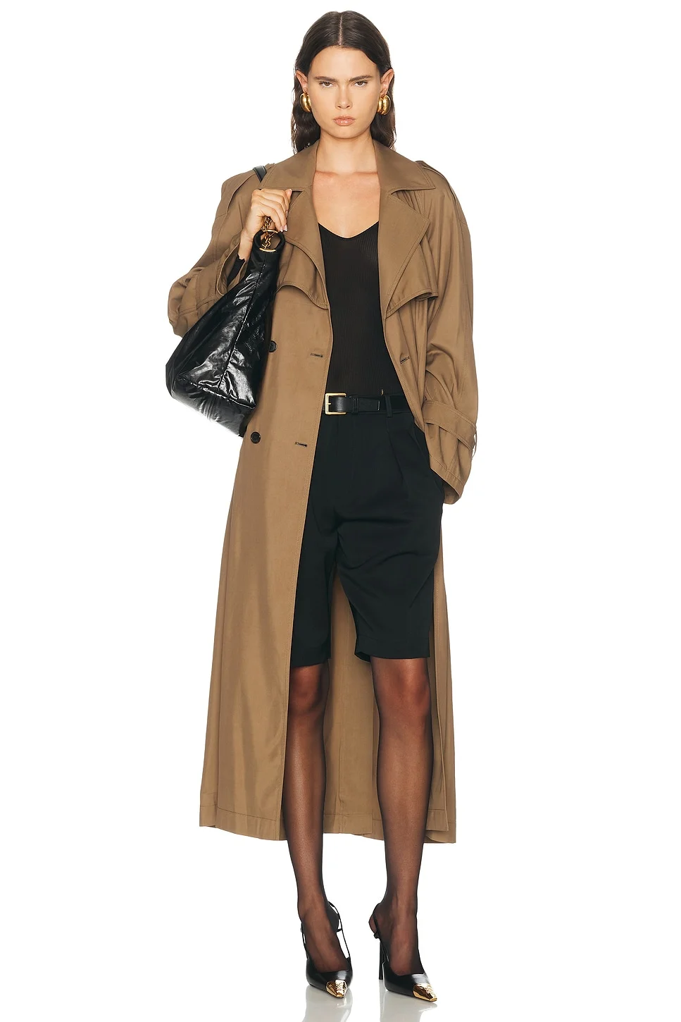 Twill Long Trench Coat - 1