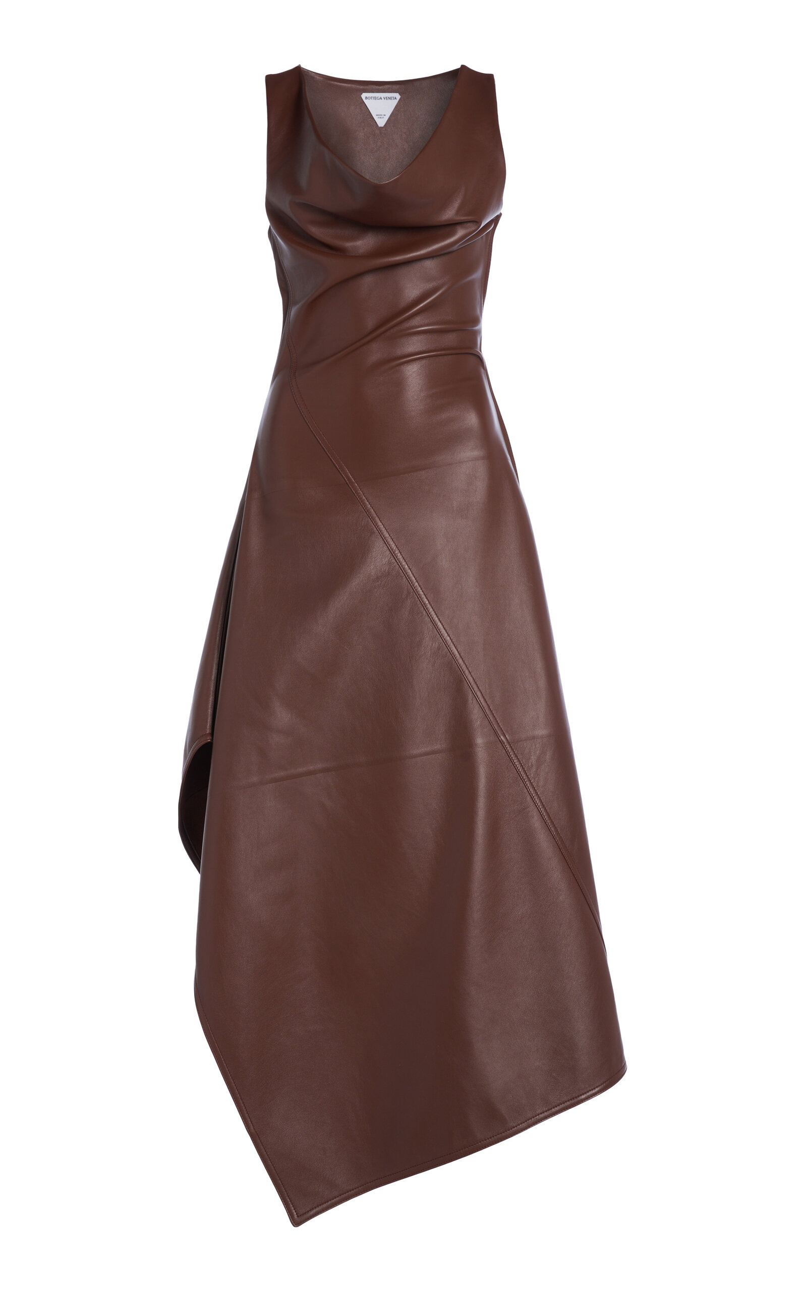 Asymmetric Leather Dress brown - 1