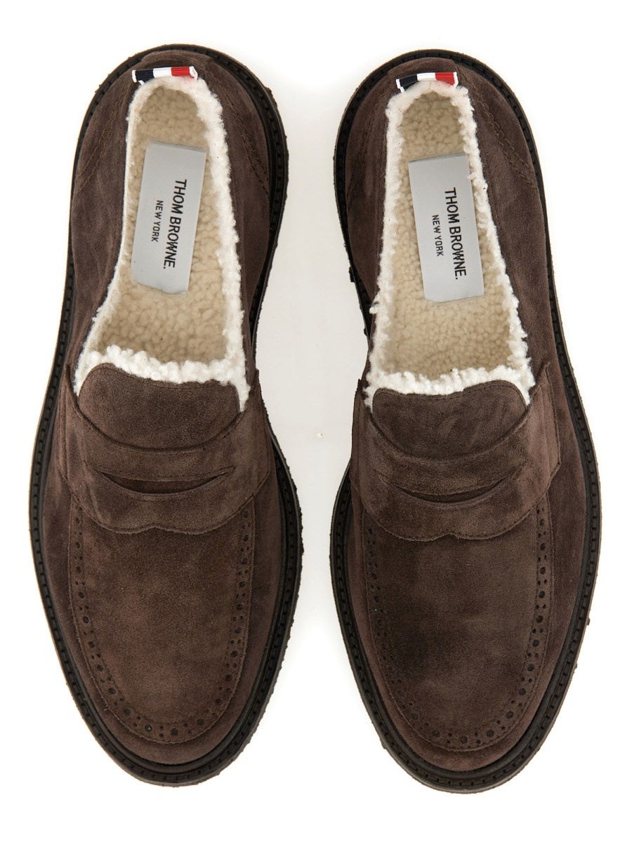 SUEDE AND SHEARLING PENNY LOAFER - 2