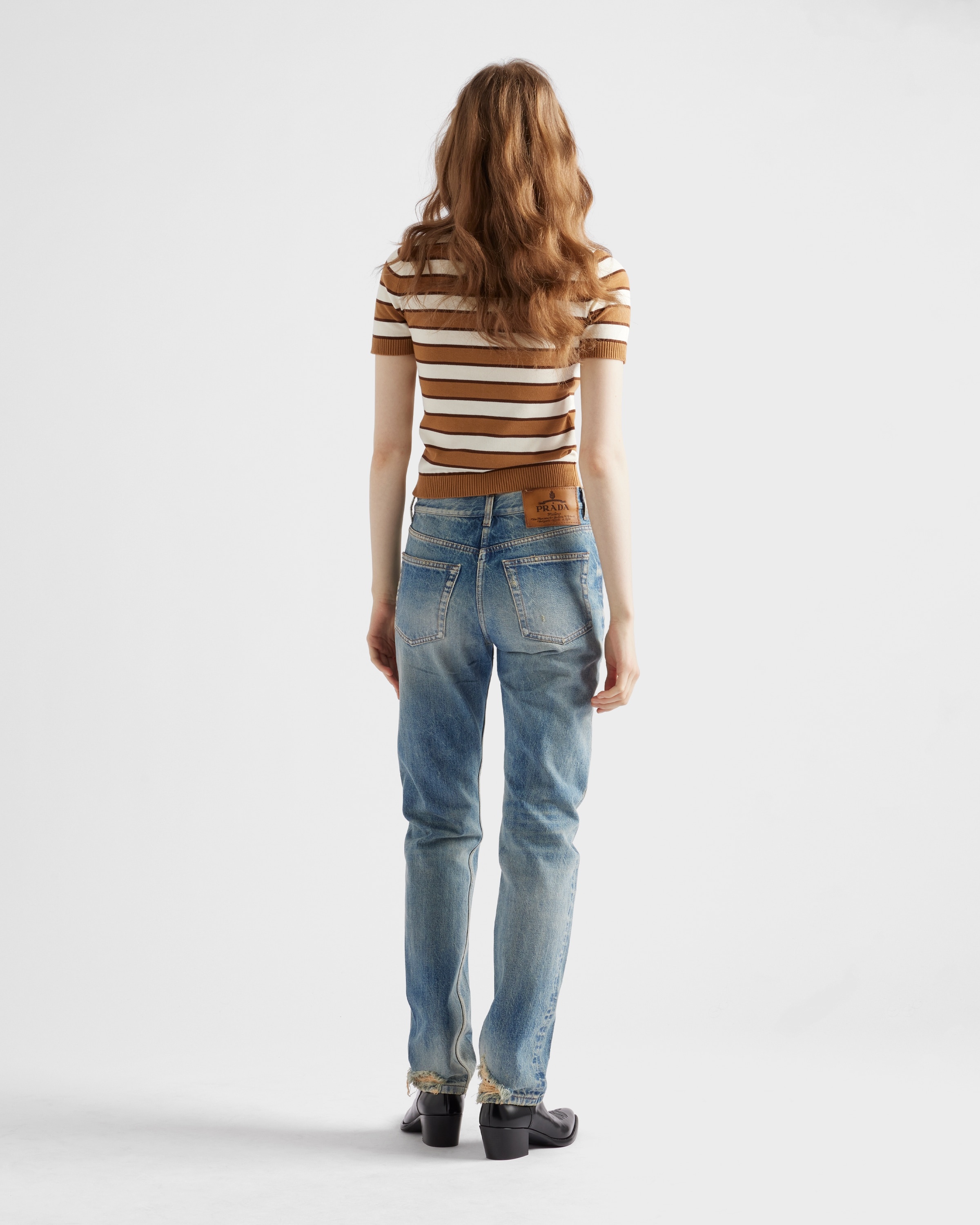 Short-sleeved striped cotton cardigan - 5