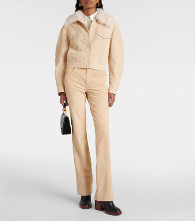 Chloé Shearling-trimmed suede jacket outlook