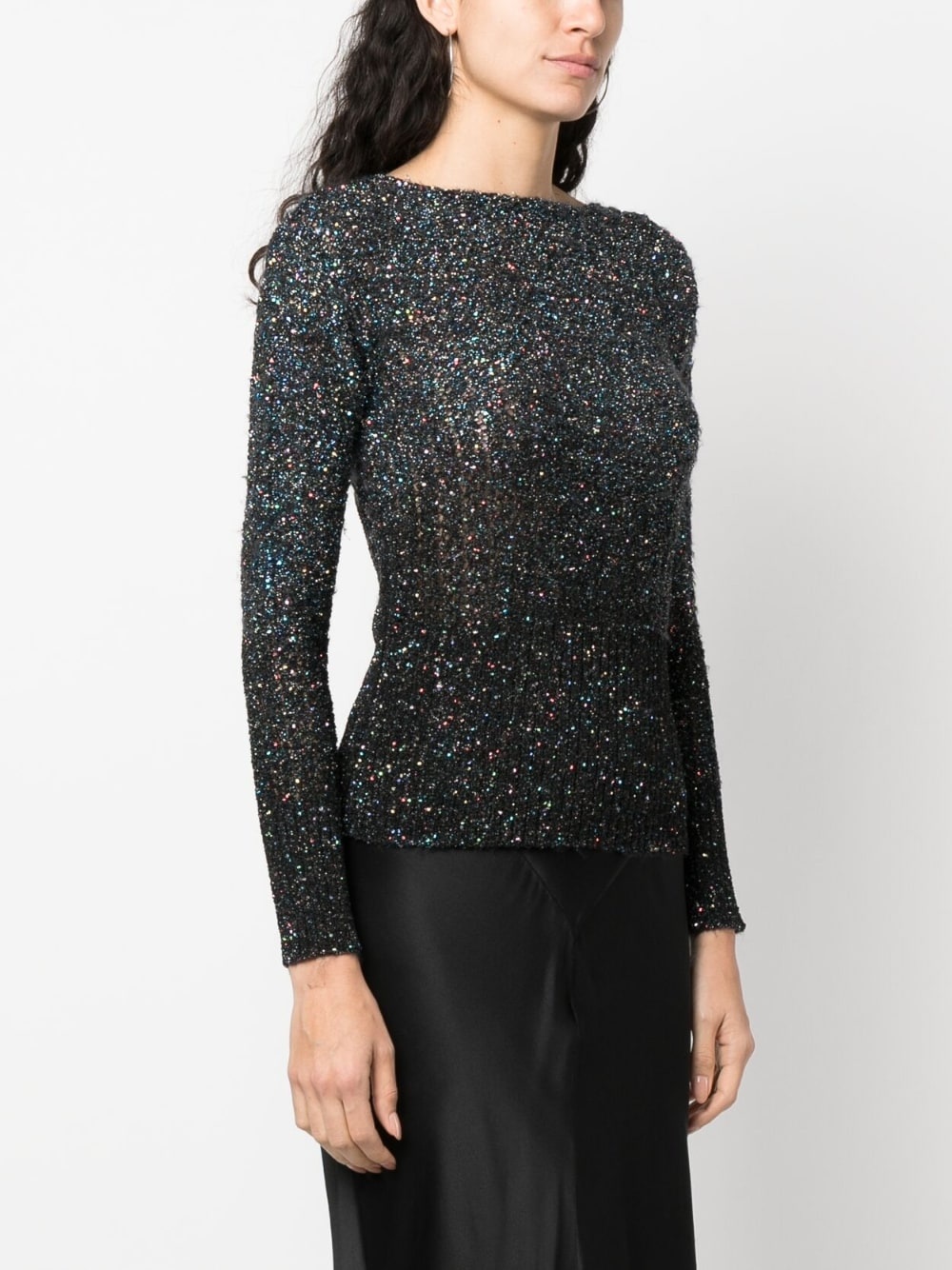 sequin-embellished knitted jumper - 3