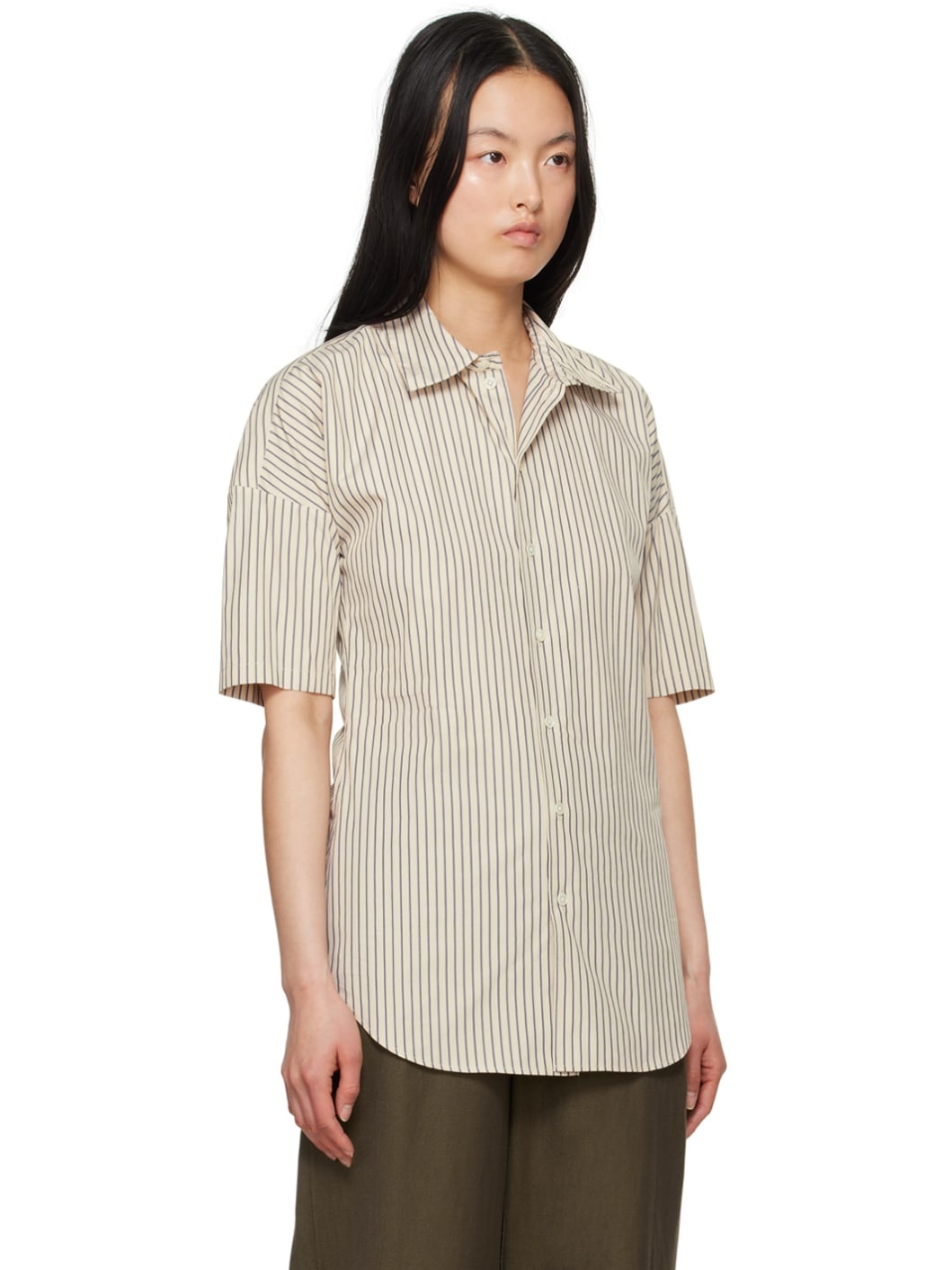 Off-White & Navy Stripe Shirt - 2