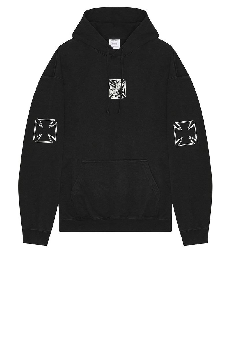 VETEMENTS Tripple Biker Cross Logo Hoodie outlook